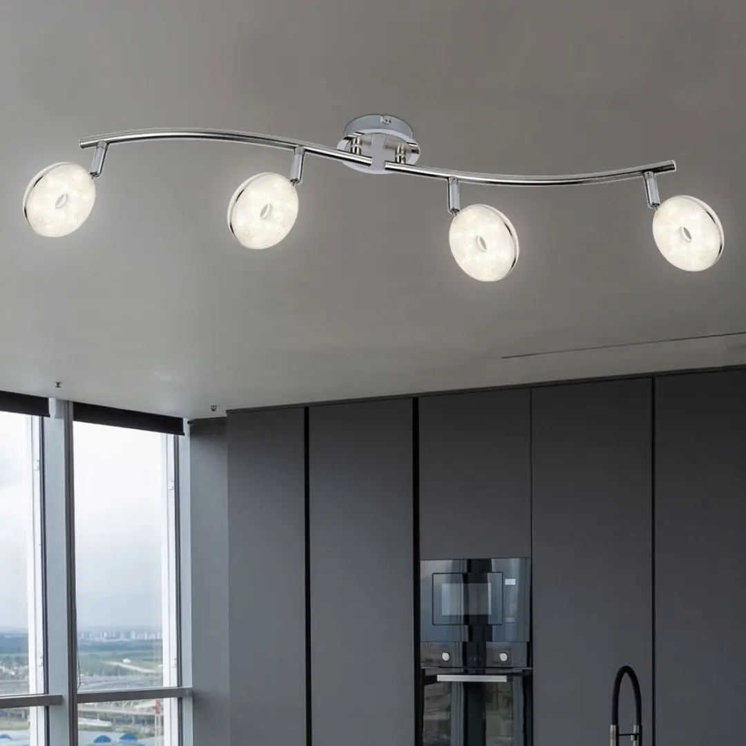 Globo LED Spotstrip 4x6W 475Lm Warm Wit - 70x18,5cm Zilver