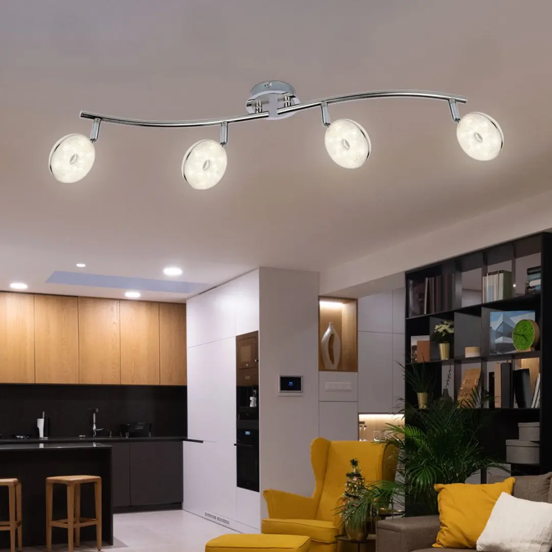 Globo LED Spotstrip 4x6W 475Lm Warm Wit - 70x18,5cm Zilver