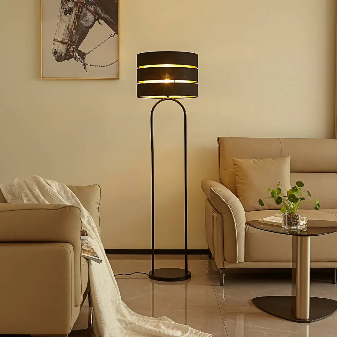 Lindby Vloerlamp 1 Licht E27 - 146cm - Zwart/Goud