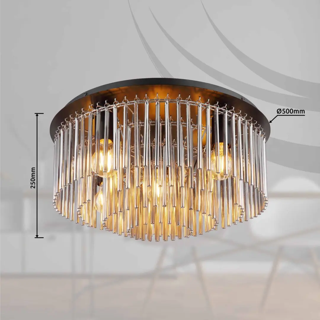 Globo Gorley Plafondlamp Zwart Ø50cm - 5x E27