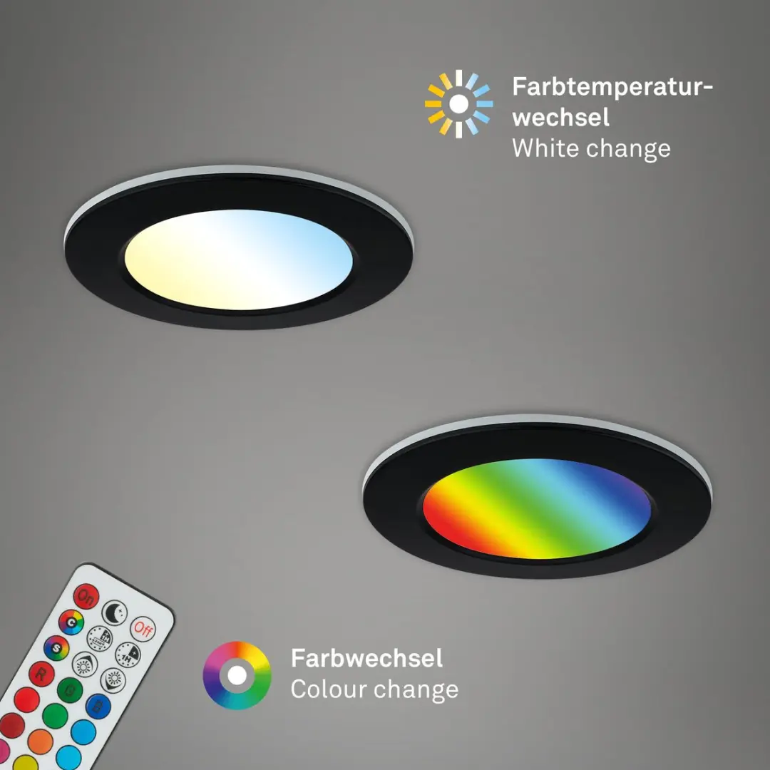 Briloner LED Inbouwarmatuur RGBW 3x Ø9,2cm - IP65 - Zwart