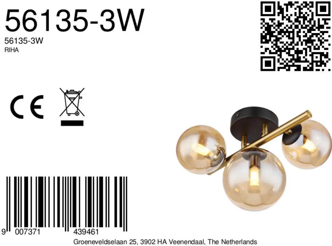 Globo Plafondlamp RIHA 3.50