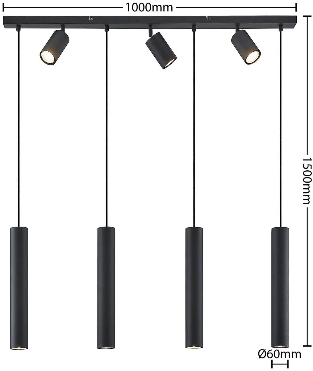 Lindby Hanglamp 7x GU10 10W - Zandzwart