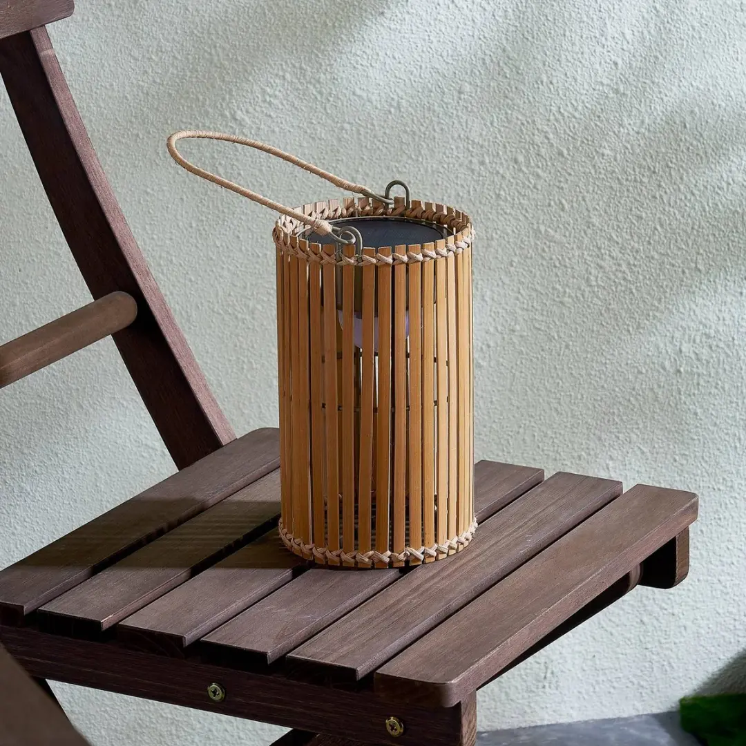 Lindby Solar Buitenverlichting Bamboe - 1 Lichtpunt - Ø12cm