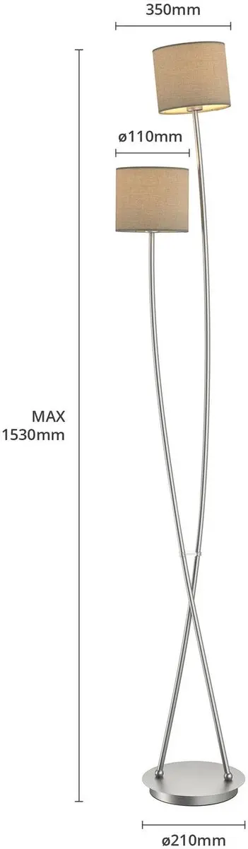 Lucande Vloerlamp 2-lichts Taupe Nikkel Gesatineerd 153cm