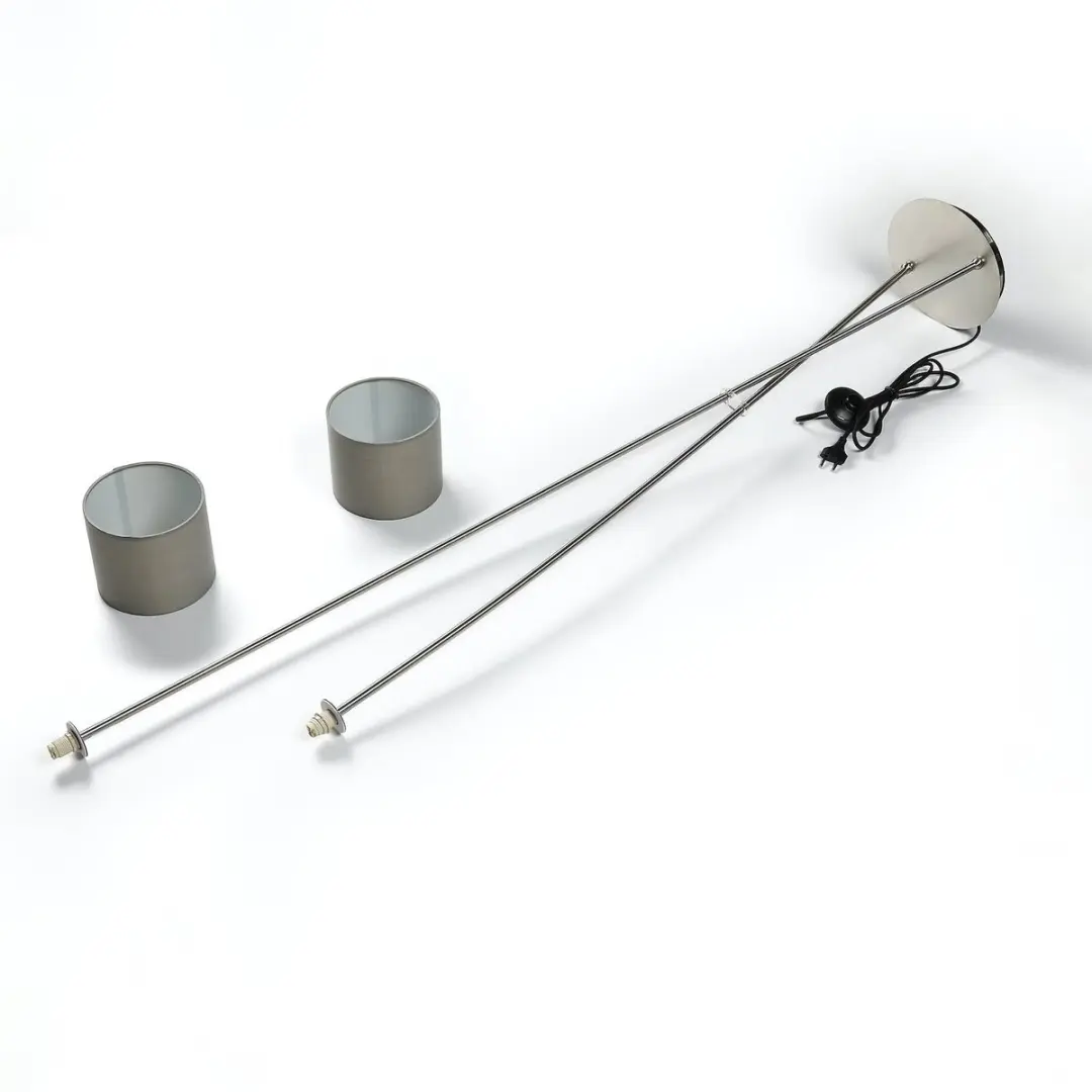 Lucande Vloerlamp 2-lichts Taupe Nikkel Gesatineerd 153cm