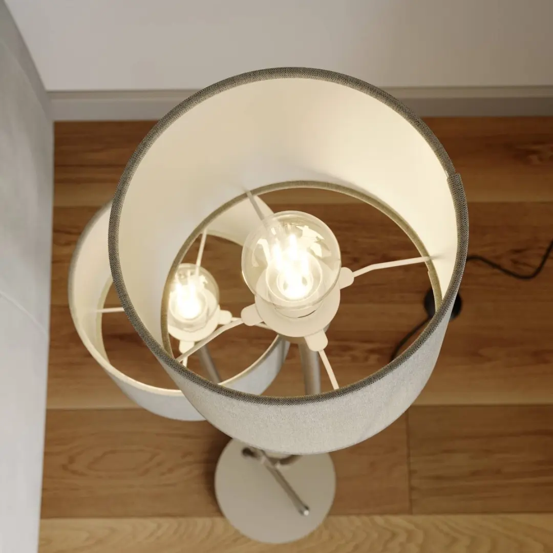 Lucande Vloerlamp 2-lichts Taupe Nikkel Gesatineerd 153cm