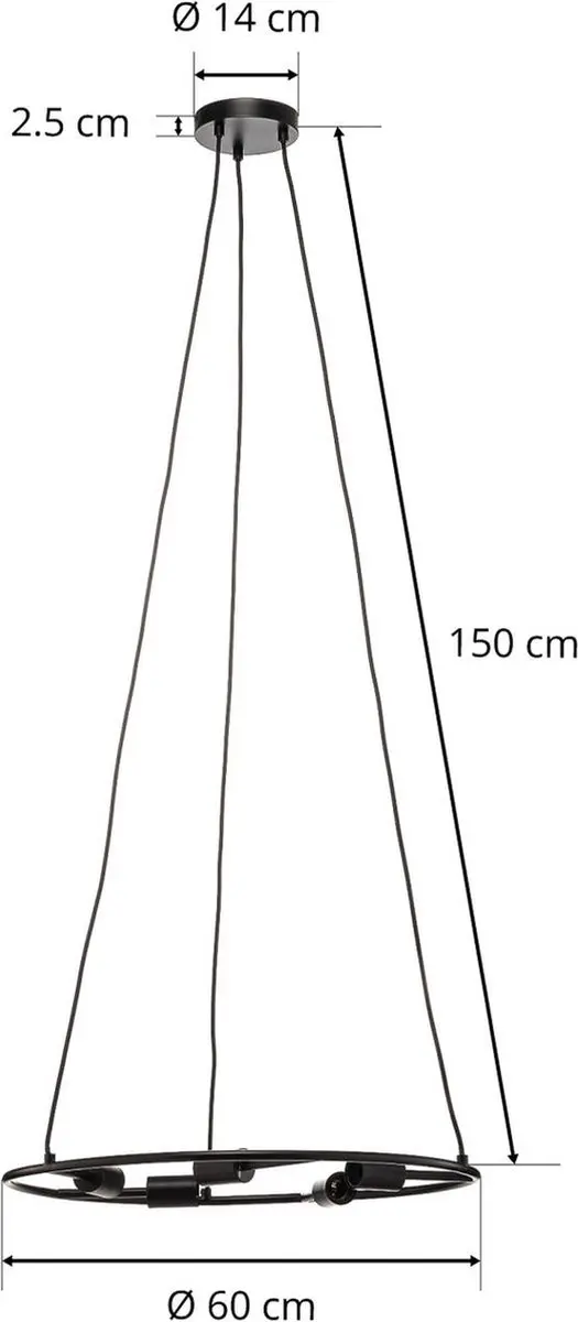 Lucande Hanglamp 5-Lichts E27 - Zwart