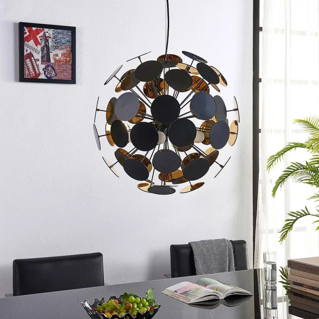 Lindby Cerchio+ Hanglamp 5-licht - Zwart/Goud