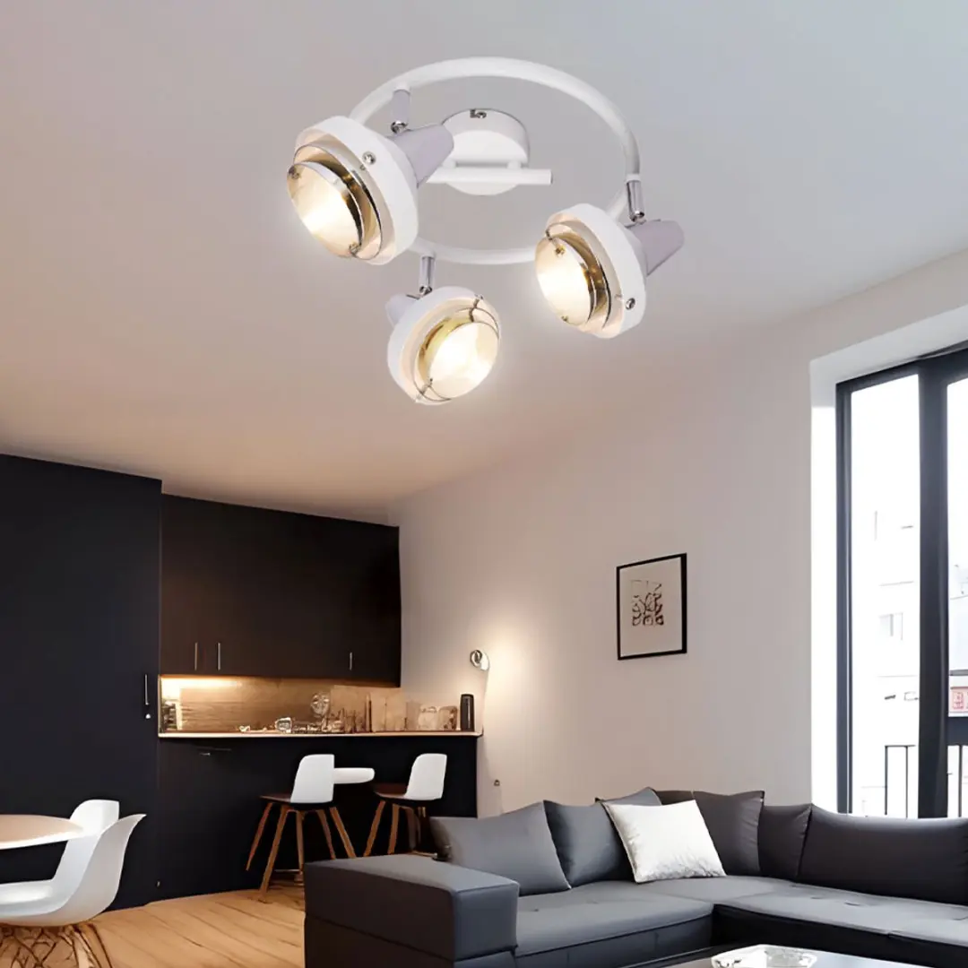 Globo Plafondlamp Chroom Wit - 3x E14 - 25x17,5cm