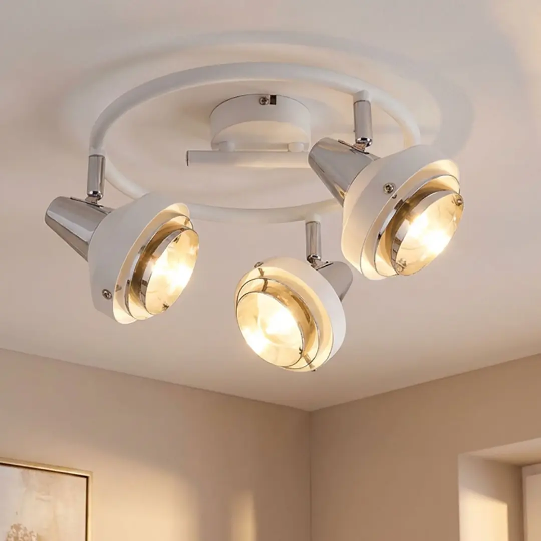 Globo Plafondlamp Chroom Wit - 3x E14 - 25x17,5cm
