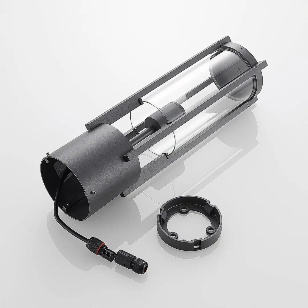 Lucande Sokkellamp Antraciet - Gegoten aluminium 15W E27