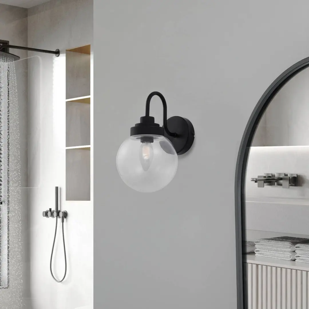 Lucande Wandlamp Glas Staal E14 - 10W - Zwart