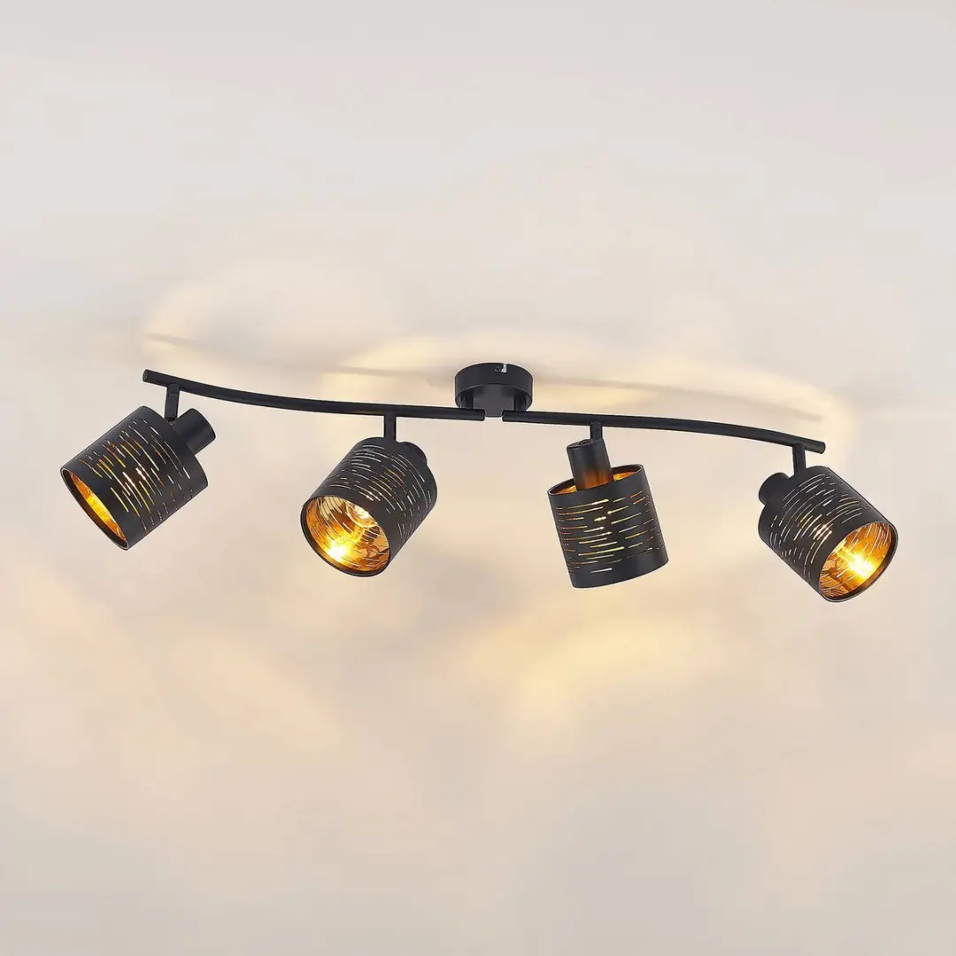 Lindby Buitenspot 4-Licht E14 - Zwart/Goud