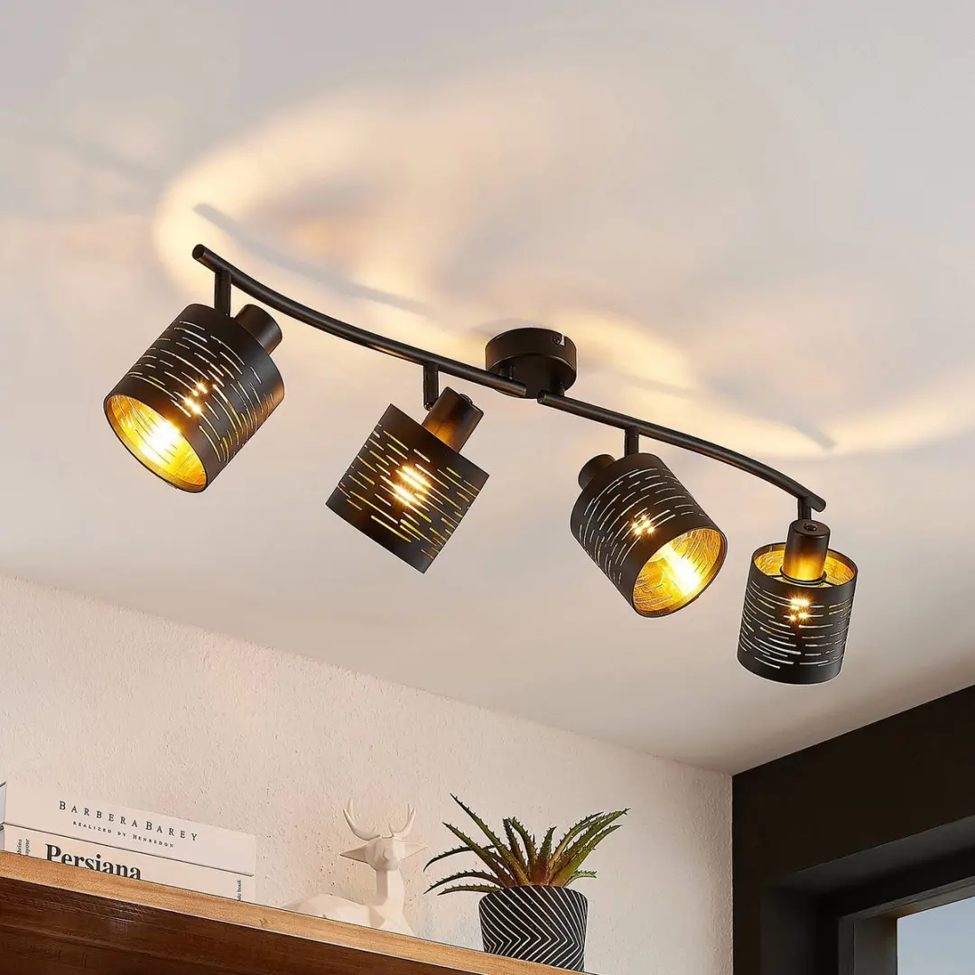 Lindby Buitenspot 4-Licht E14 - Zwart/Goud