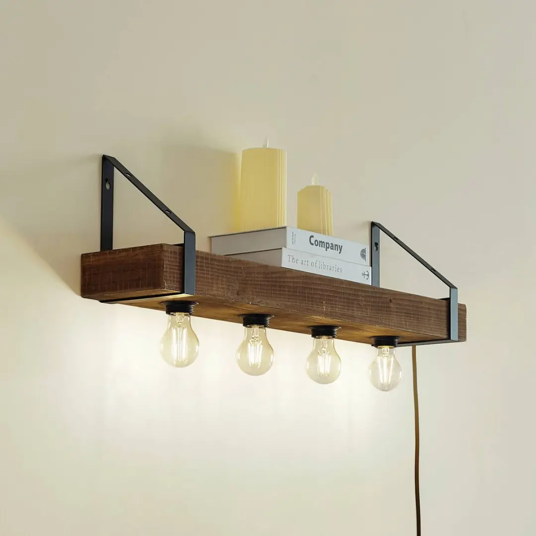 Lindby Wandlamp 4-Lichts Donker Hout