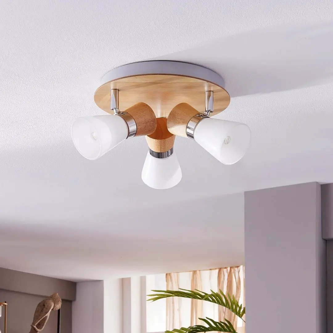 Lindby Plafondlamp Hout 3-Lichts