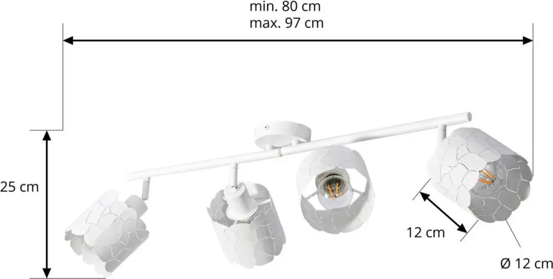 Lindby Plafondlamp 4 Licht Metaal - Wit