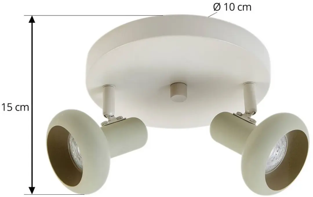 Lindby Buitenspot 2 Lichtpunten GU10 - 20cm - Beige/Lichtgroen