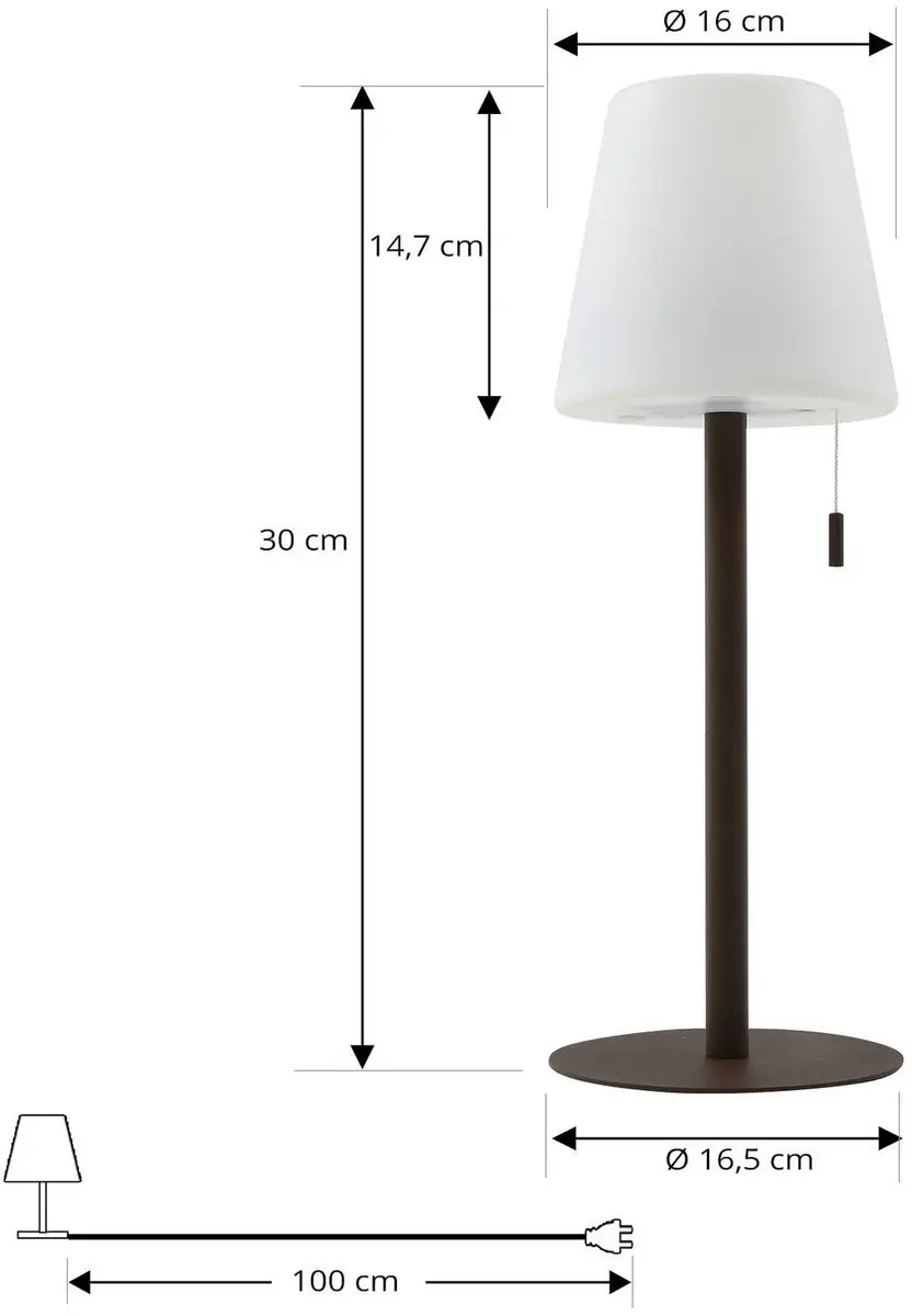 Lindby Terraslamp CCT 1 Licht - 45 cm - Donkerbruin/Wit