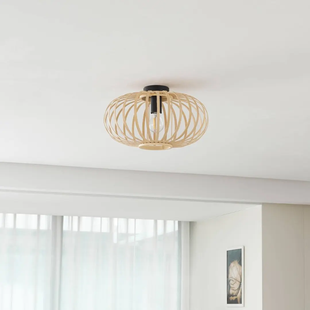 Lindby Plafondlamp Bamboe 1 Licht - Ø38cm