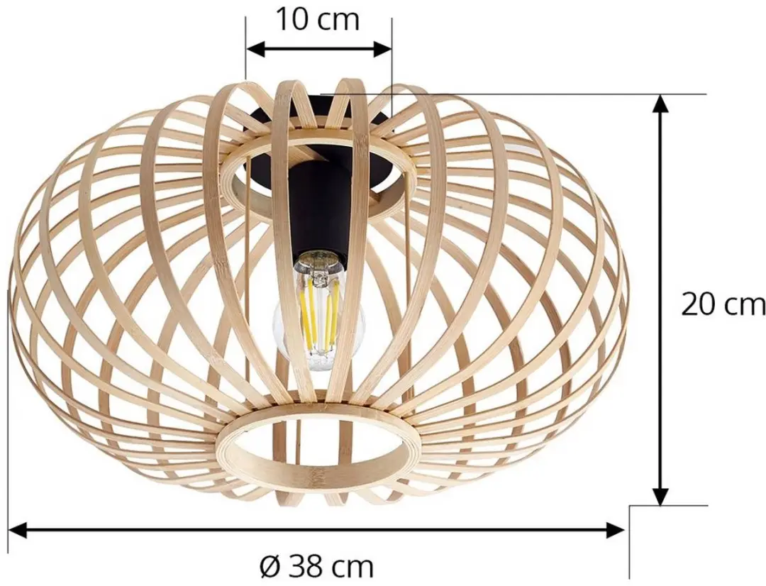 Lindby Plafondlamp Bamboe 1 Licht