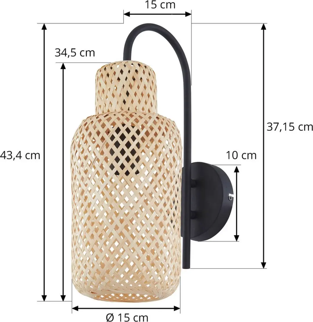 Lindby Wandlamp Bamboe 1 Licht E27 - 15W