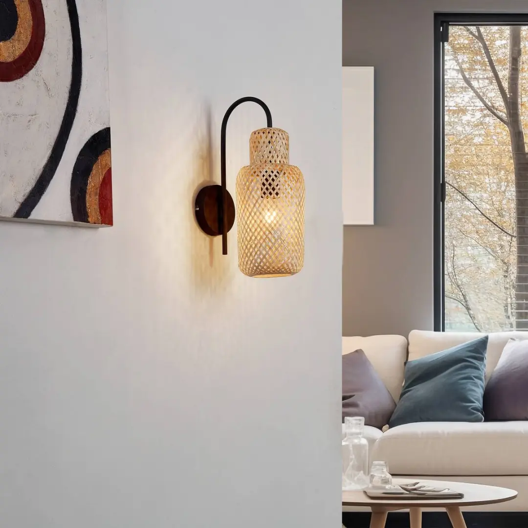 Lindby Wandlamp Bamboe 1 Licht E27 - 15W