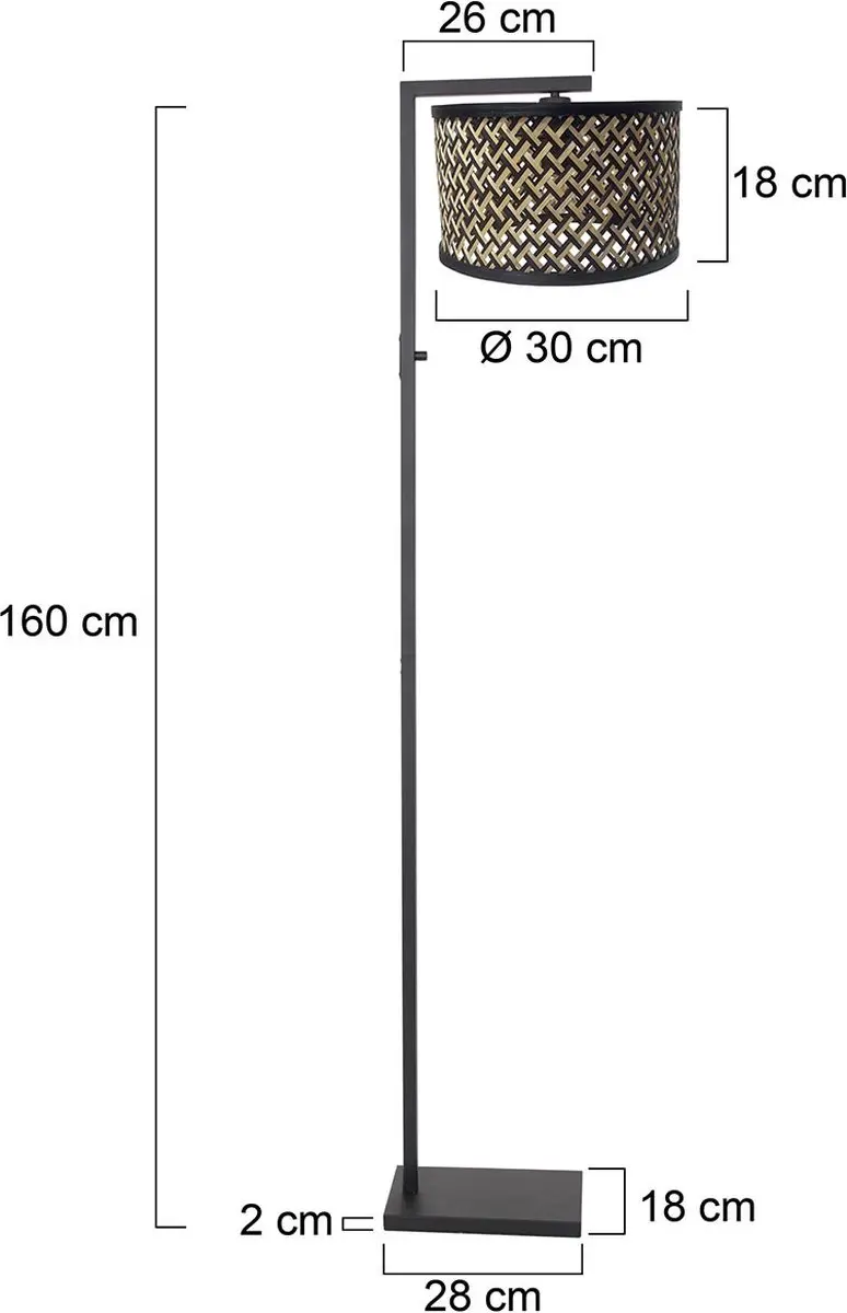 Steinhauer Stang 3705ZW Vloerlamp - 160cm Kantelbaar - Beige/Zwart - afbeelding 6 van 6
