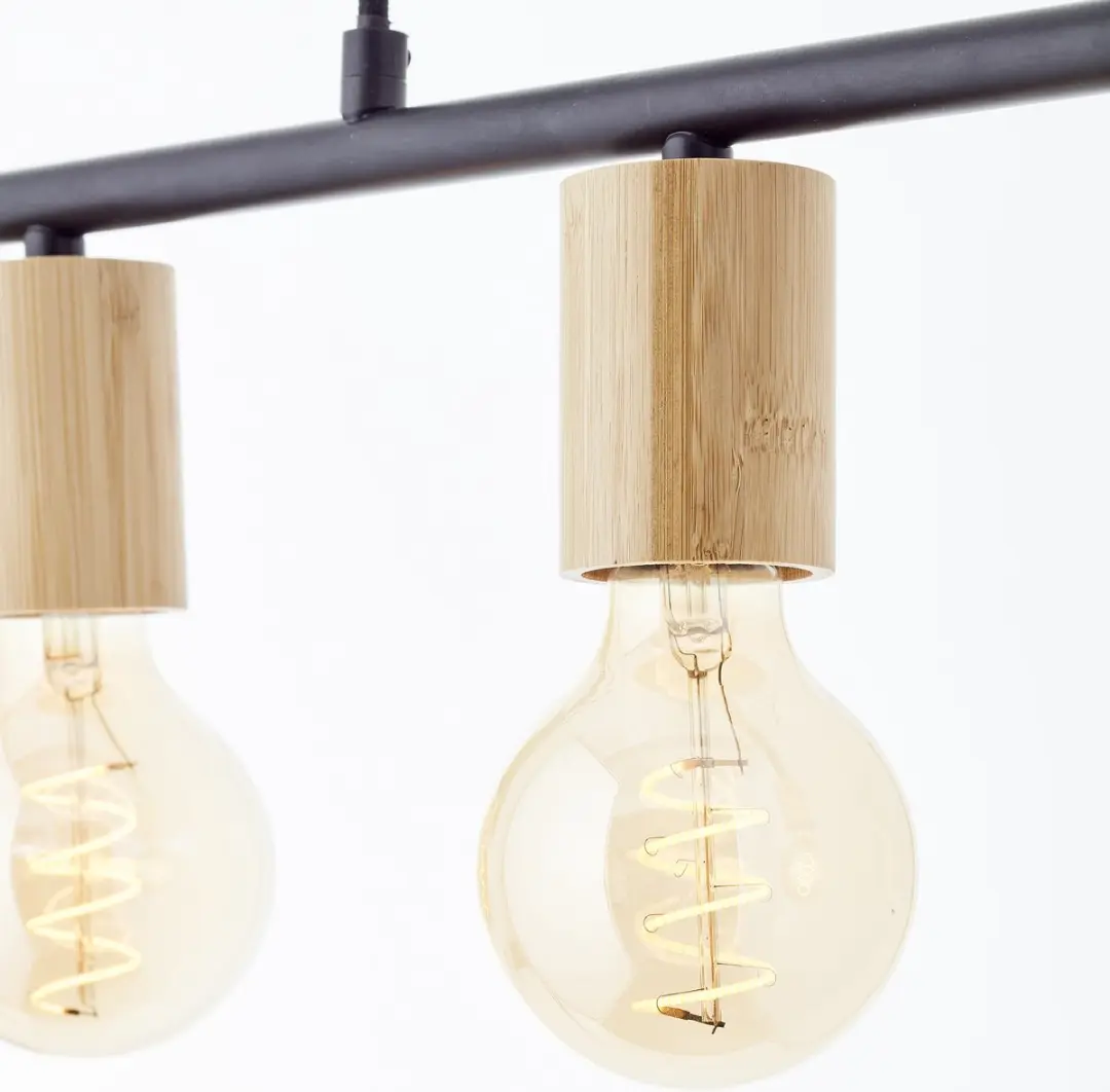 Brilliant Kerry Hanglamp 5x A60 40W - Zwart/Hout
