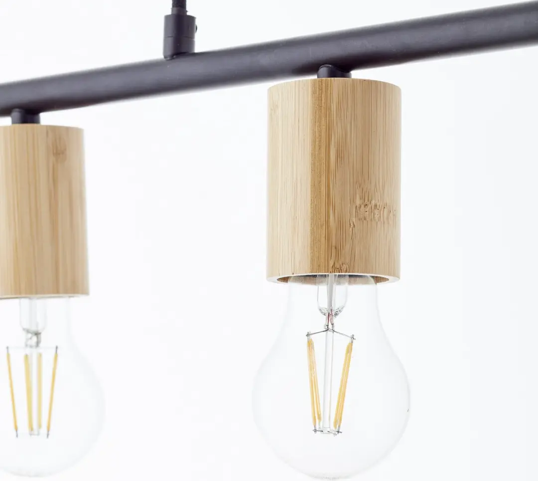 Brilliant Kerry Hanglamp 5x A60 40W - Zwart/Hout - afbeelding 6 van 6