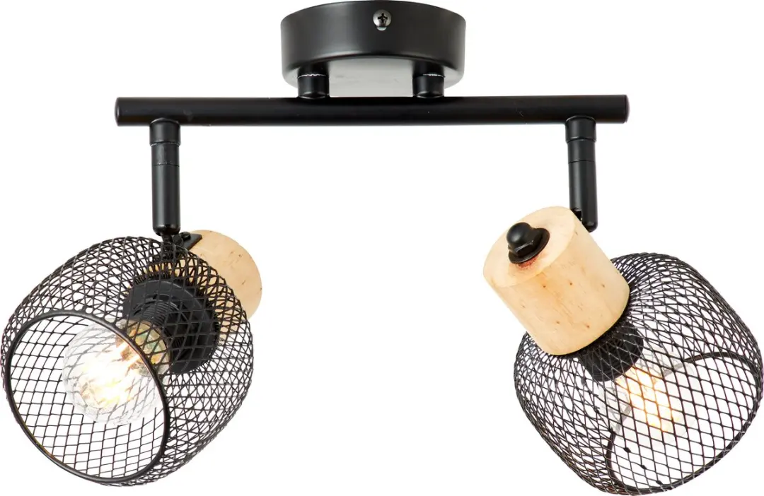 Brilliant Spotbuis 2-lamps 38cm E14 - Zwart/Hout