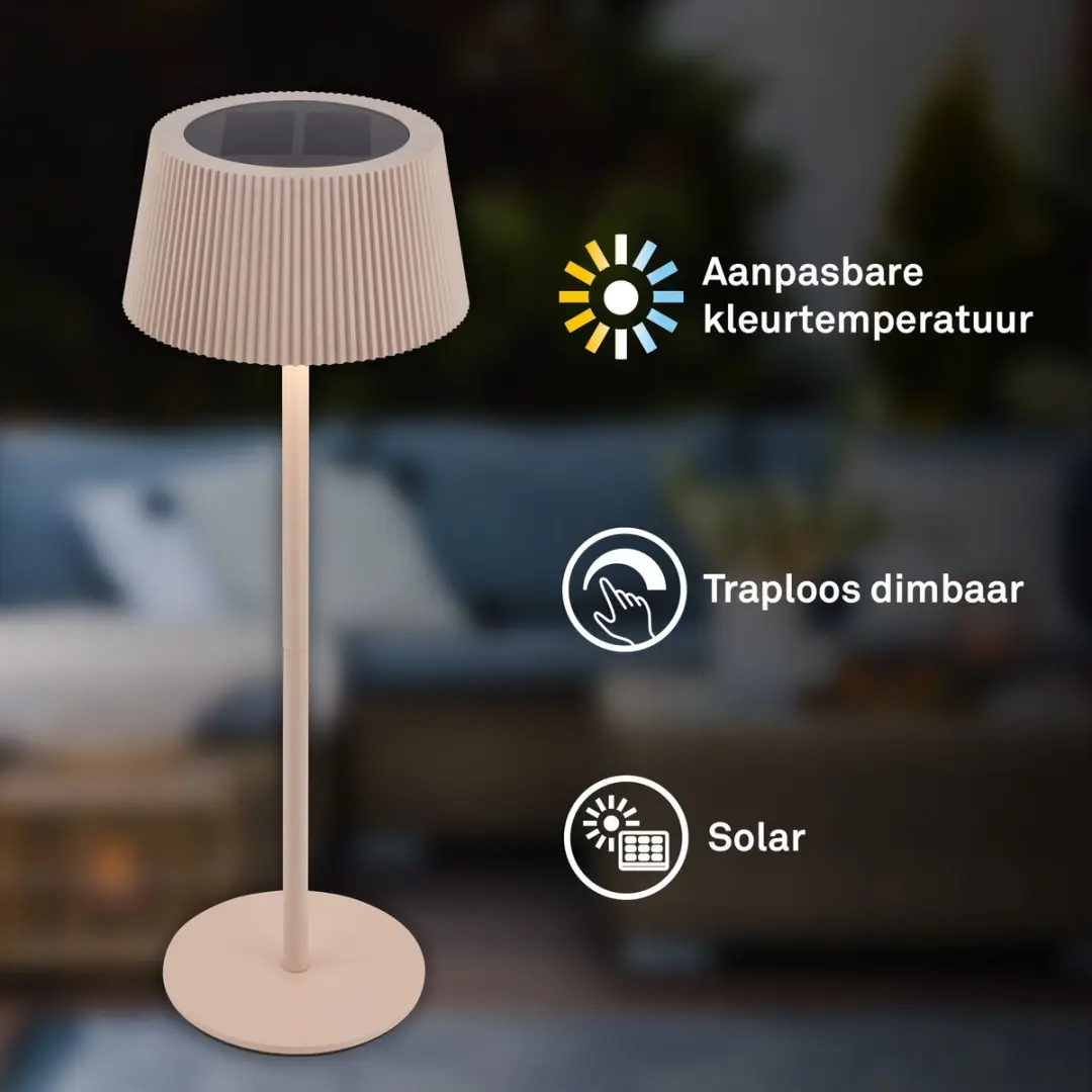 Briloner Alia Oplaadbare Zonne-Tafellamp - Beige