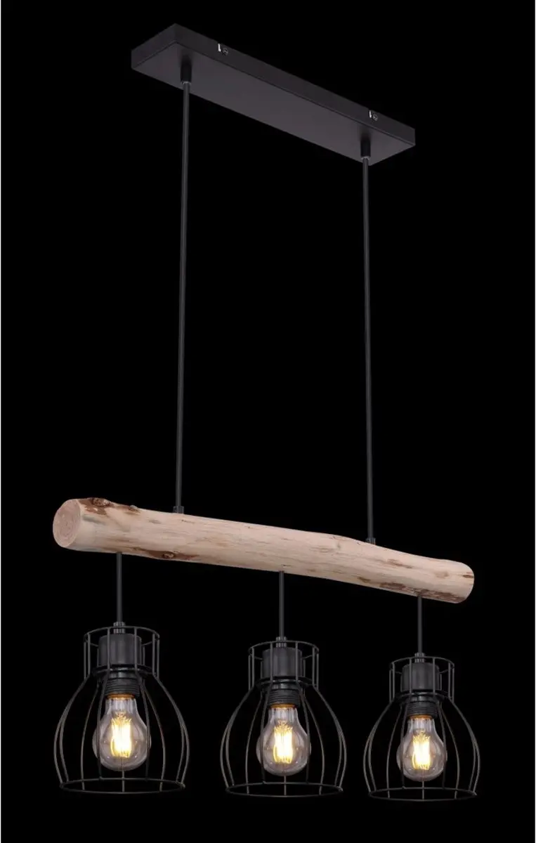 Globo Mina Hanglamp - 3 Lichtpunten - Naturel/Zwart - afbeelding 6 van 6