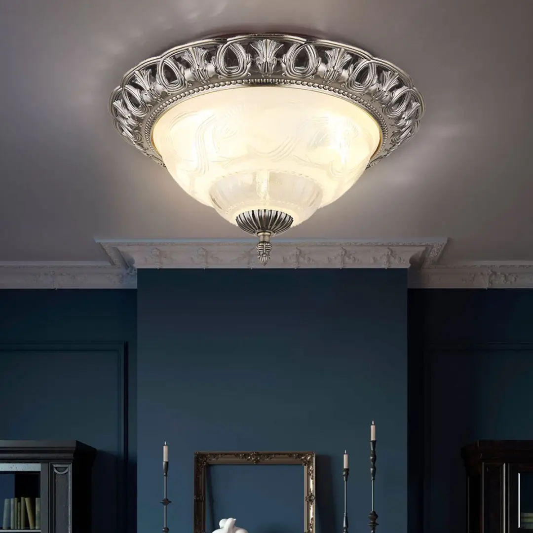 Globo Plafondlamp Antiek Zilver 2x E14 - 33x17cm - afbeelding 6 van 6