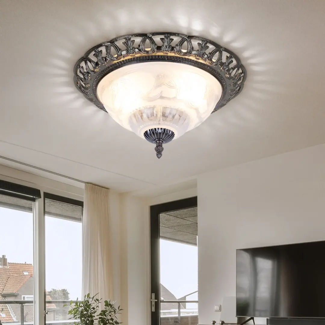 Globo Plafondlamp Antiek Zilver 2x E14 - 33x17cm