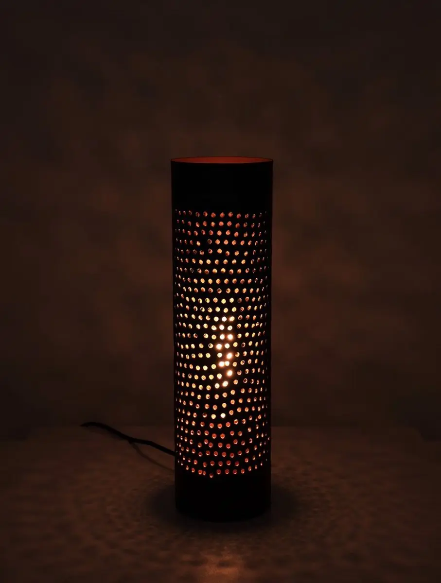 Freelight Tafellamp Gevlamd - 42cm - Ø12cm - Bruin/Goud