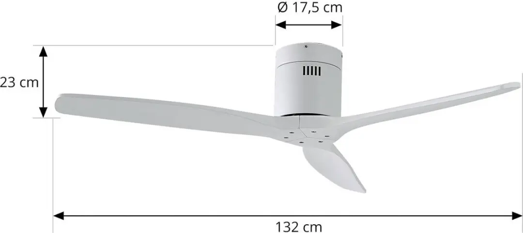 Lucande Plafondventilator 132cm - 3 Bladen - Wit
