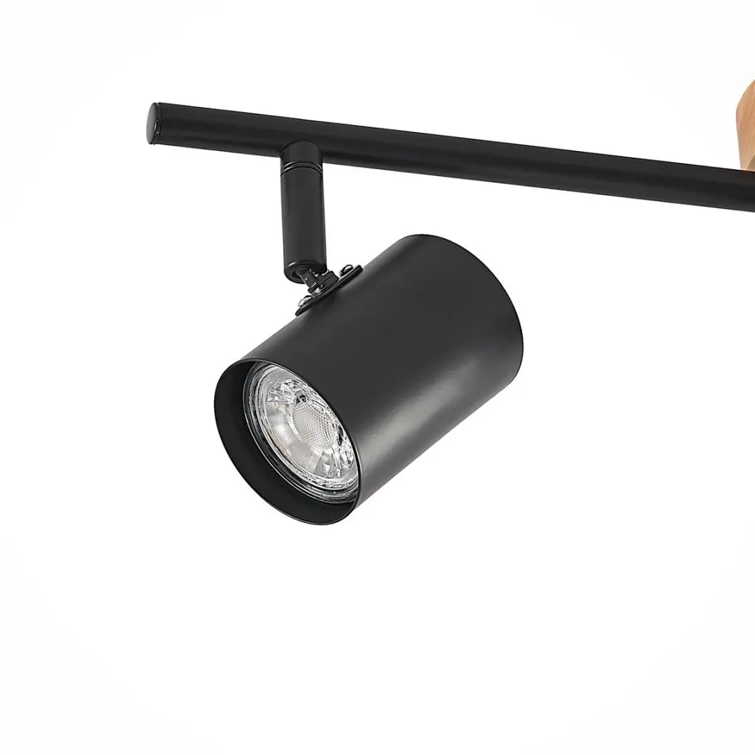 Lindby Plafondlamp 3-lichts GU10 - Zwart/Licht hout