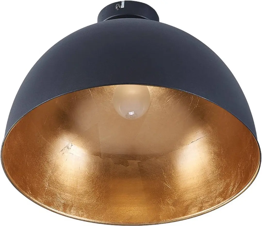 Lindby Plafondlamp Metaal 1 Licht - Ø41cm - Zwart/Goudmat
