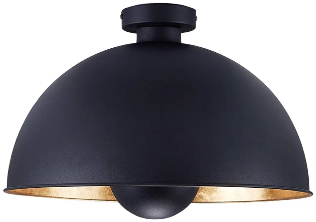 Lindby Plafondlamp Metaal 1 Licht - Ø41cm - Zwart/Goudmat