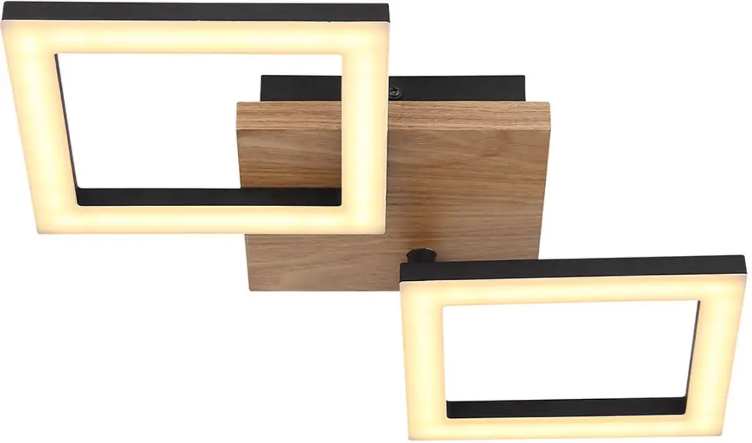 Globo Plafondlamp Metaal Zwart Hout 2x LED 18W 1200lm