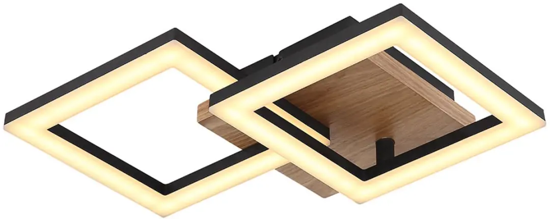 Globo Plafondlamp Metaal Zwart Hout 2x LED 18W 1200lm
