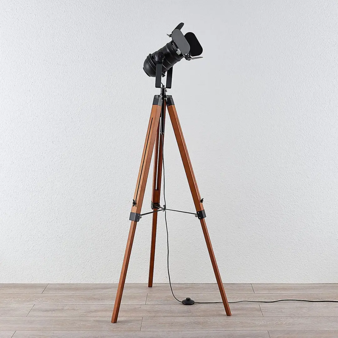 Lindby Vloerlamp Driepoot 1 Licht - 160cm - Donkerbruin/Zwart