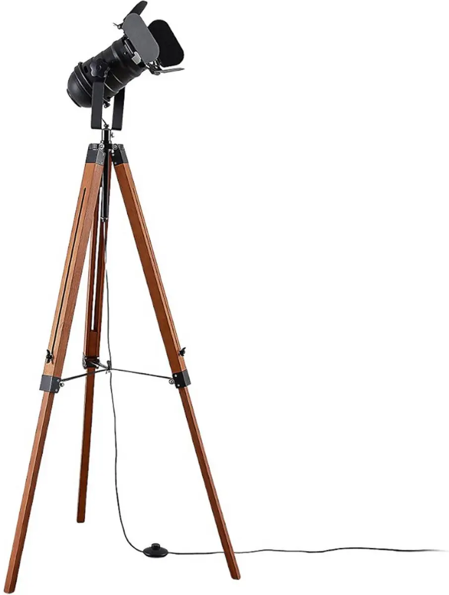Lindby Vloerlamp Driepoot 1 Licht - 160cm - Donkerbruin/Zwart