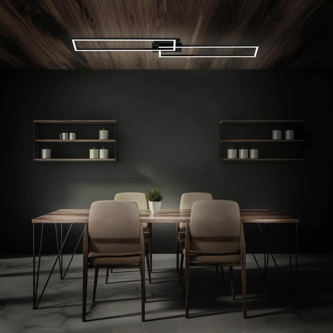 Briloner LED Plafonnière 2x40W - Dimbaar met afstandsbediening - Zwart