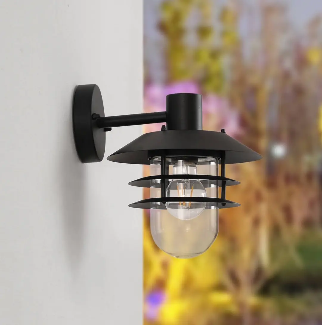 Lindby Wandlamp Buiten 1 Licht E27 - Zwart/Transparant