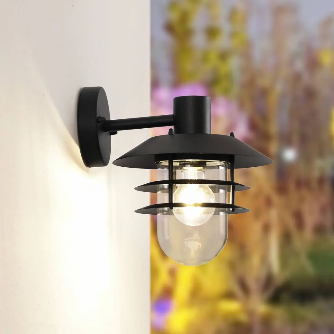 Lindby Wandlamp Buiten 1 Licht E27 - Zwart/Transparant
