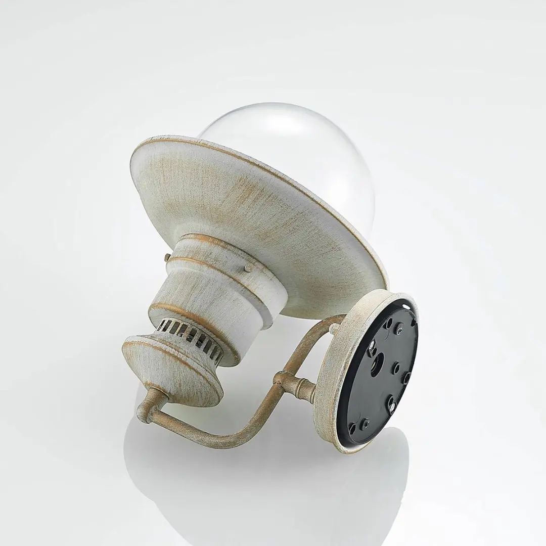 Lindby Wandlamp Buiten Metaal Glas 1 Licht - Wit Mat/Goud/Heldere Glas