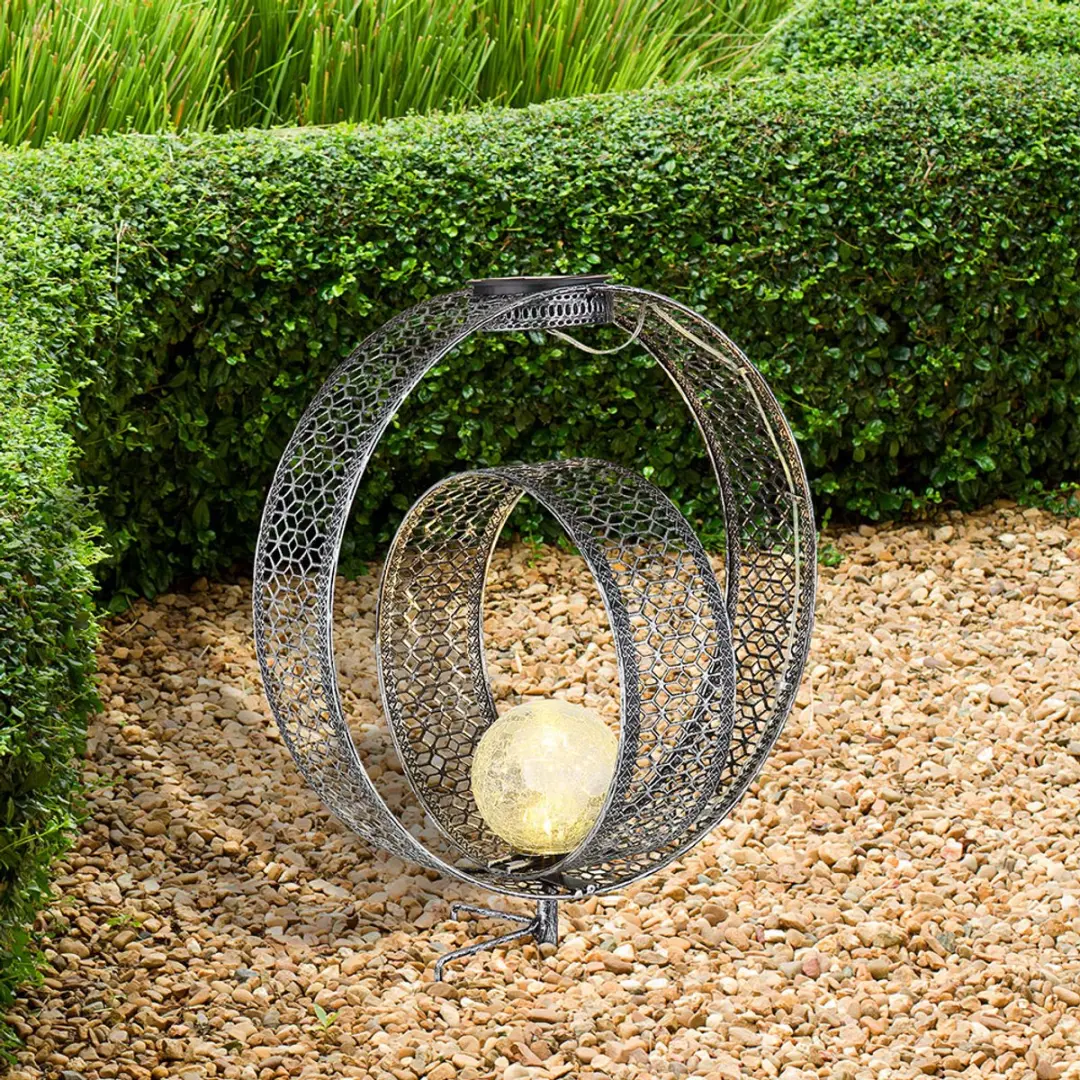 Globo Oosterse Wereldbol Solarlamp - Zilver - 2700K